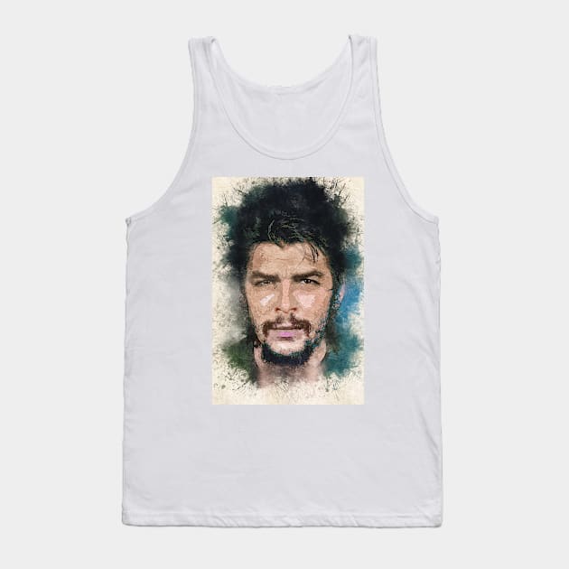 Ernesto CHE Guevara Abstract Watercolor Portrait Tank Top by Naumovski